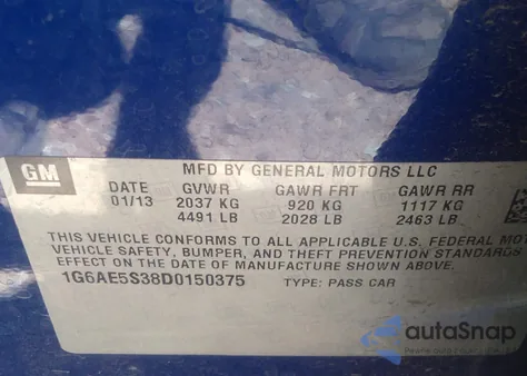 2013 Cadillac Ats Premium из США, поврежденный, VIN 1G6AE5S38D0150375